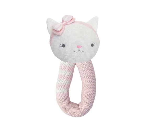 Cotton Knitted Rattle - Ava Cat
