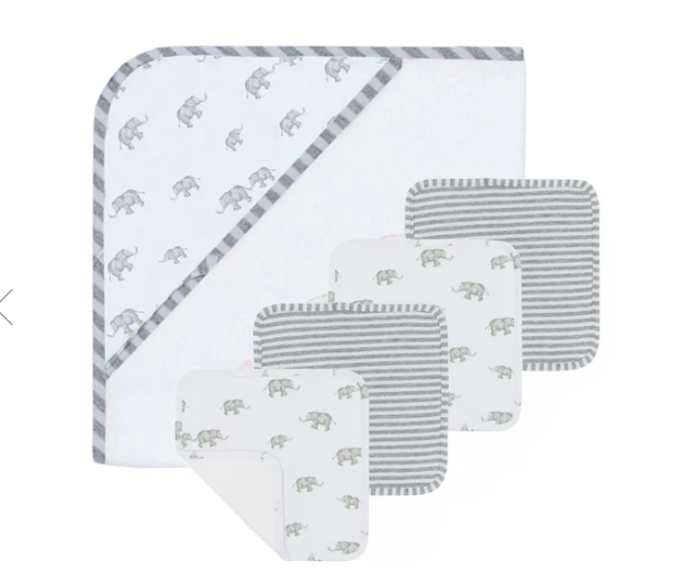 5-piece Muslin Bath Gift Set - Elephants