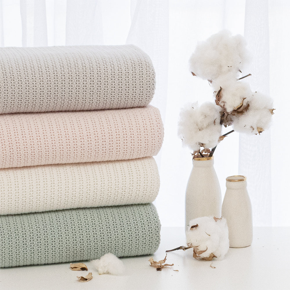 Organic Bassinet/Cradle Cellular Blanket - 2 colours to choose from