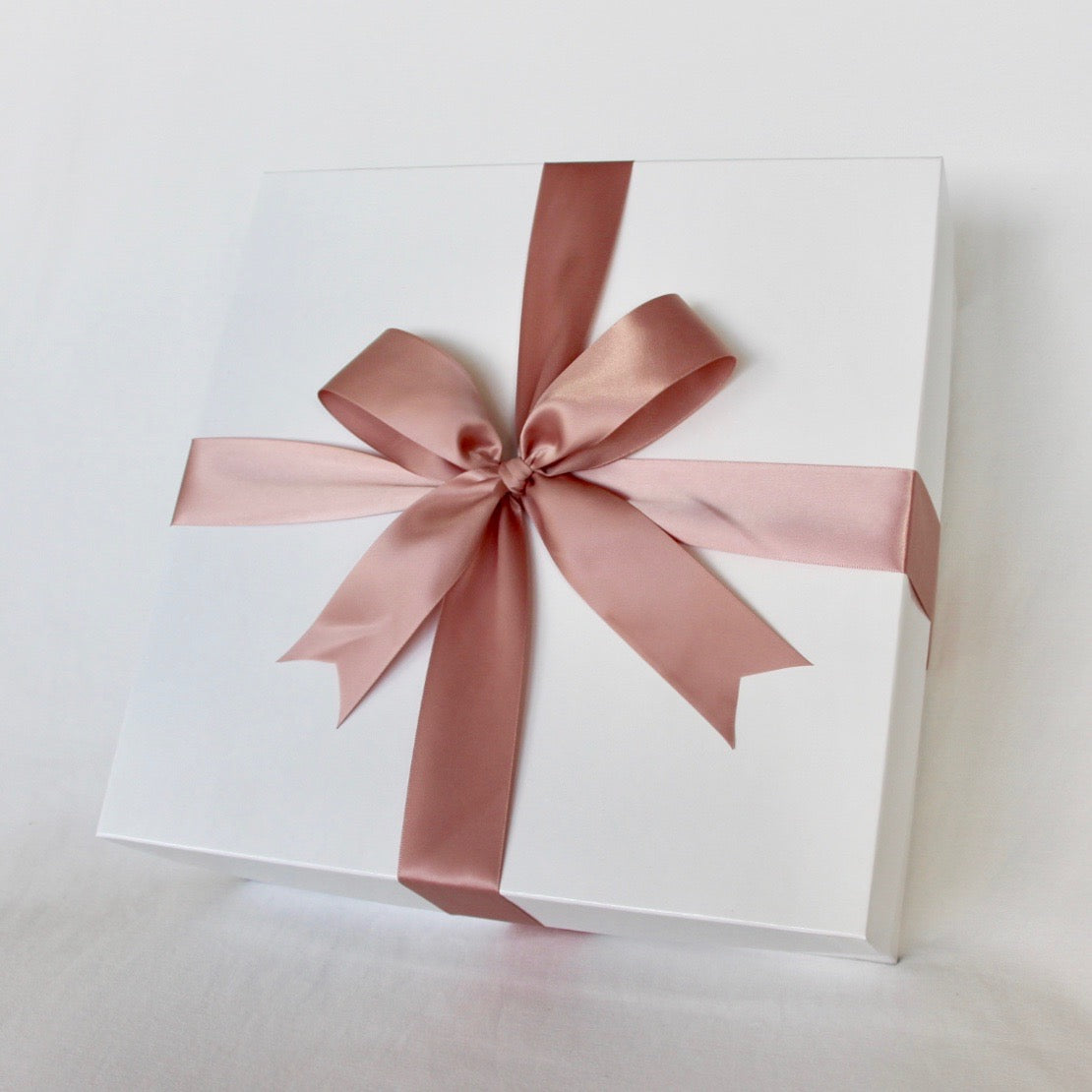 White Gift Box - Dusty Pink Ribbon