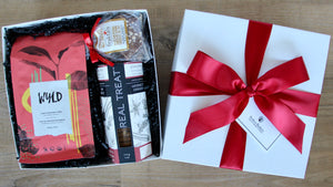 Coffee Gift Box with certified organic, fair trade coffee, real treat shortbread and Fraktals chocolate buttercrunch