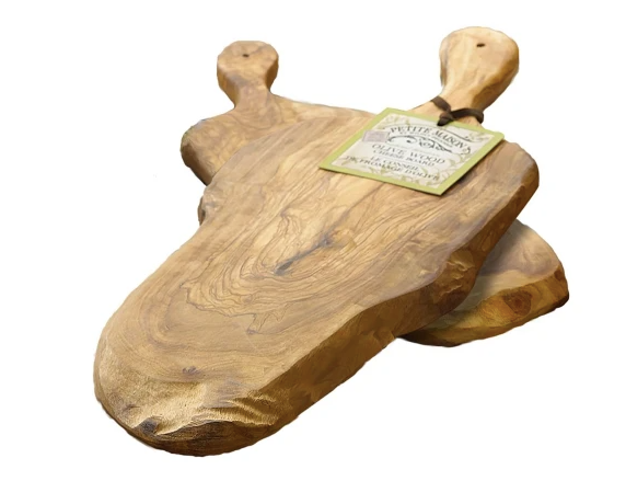 Beautiful olive wood serving board sustainably sourced from Tunisia. We use this beautiful board in our gift baskets