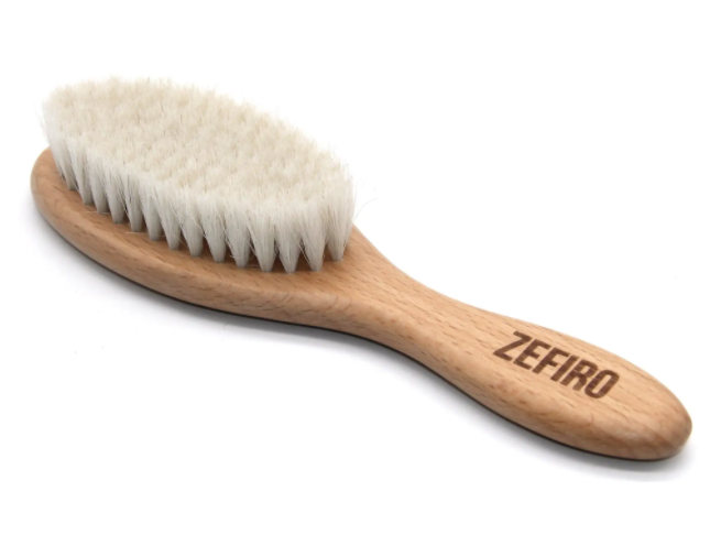 Beechwood and Goat Hair Soft Baby Brush -  The super soft gat hair bristles gently grooms and smooths baby’s growing hair.