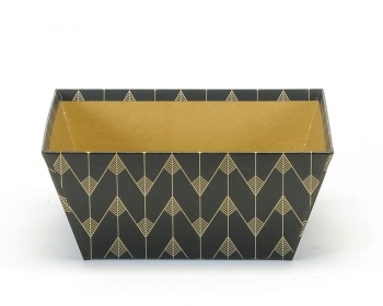 Square Market tray 6.5" - Black with gold design