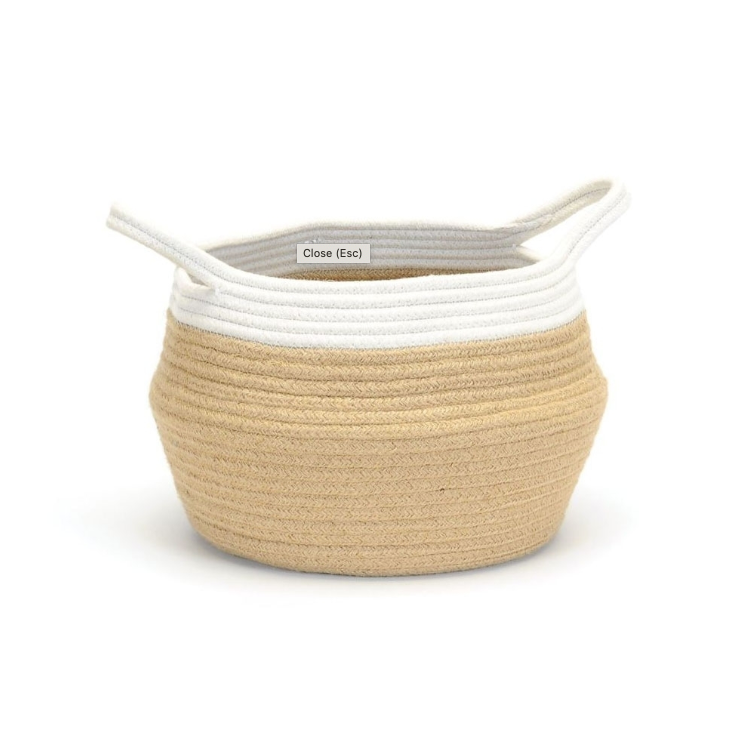 Cotton Jute Belly Basket - White Rim