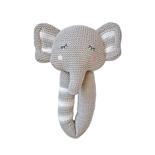 Cotton Knitted Rattle - Theodore Elephant