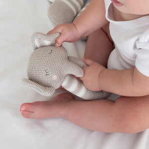 Cotton Knitted Rattle - Theodore Elephant